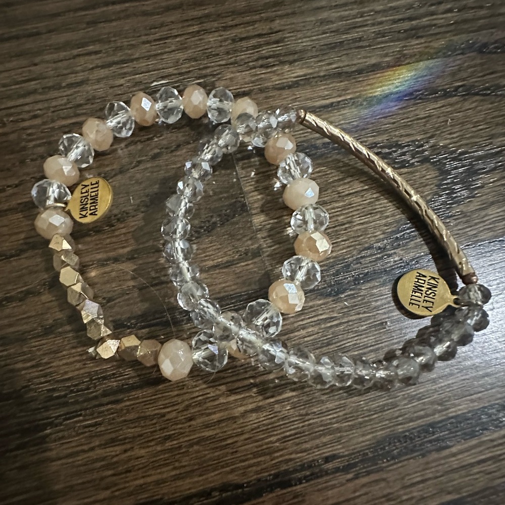 Kinsley Armelle Gold and Tan Crystal Bracelet Set